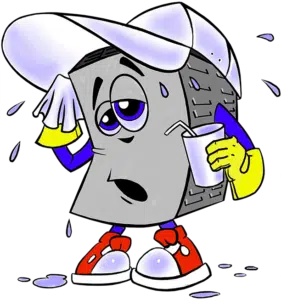 Breezy mascot sweating